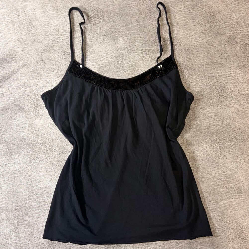Black Sequin Trim Ruched Top